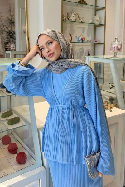 Şule Giyim Medusa Gilet Dress Blue