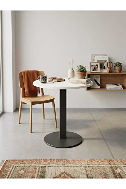 steel desing 70 cm Yuvarlak Bistro Masa Cafe Restoran Balkon Mutfak Masası Yu...