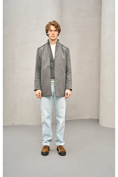 RUVEN TEKSTİL High Collar Ezel Shawl Collar Cashmere Coat