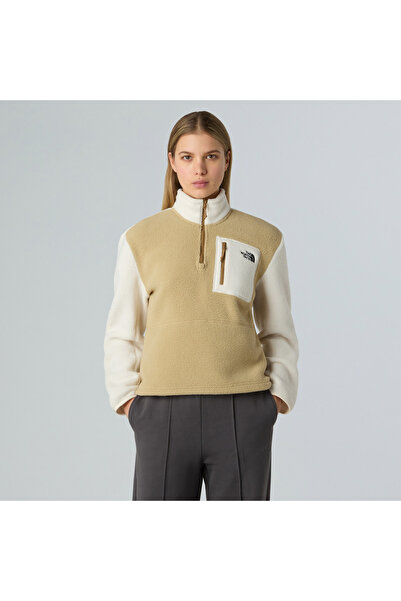 THE NORTH FACE معطف صوف بني للنساء من يوميوري بسحاب ربع طول