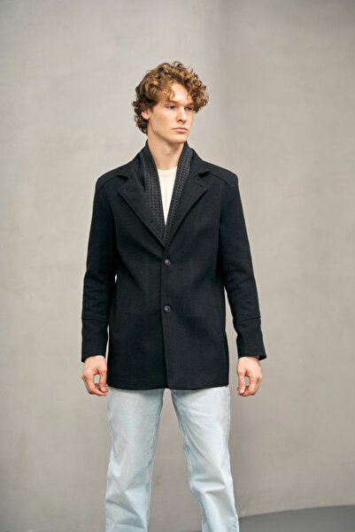 RUVEN TEKSTİL High Collar Ezel Shawl Collar Cashmere Coat