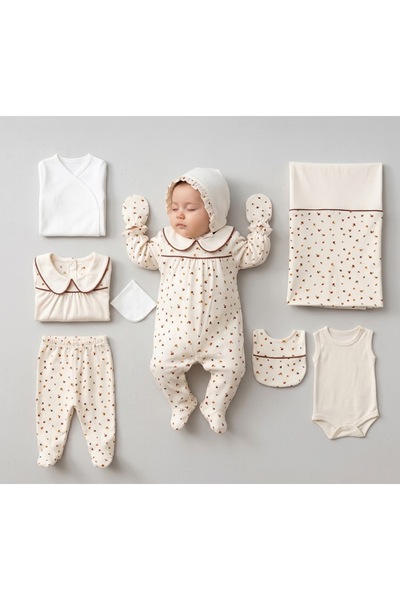 Lovia Baby Kız Bebek 0-3 Ay Premium 10'lu Yenidoğan Hastane Çıkışı Seti Yapra...