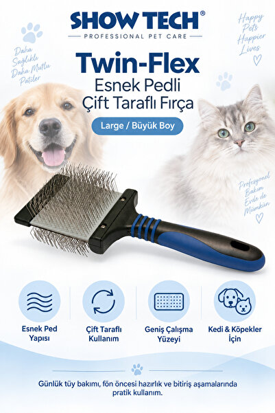 Genel Markalar Twin-Flex Esnek Pedli Çift Taraflı Kedi & Köpek Tarama Fırçası...