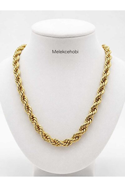 XUPING JEWELRY Melekcehobi 14K Altın Renk 8 mm Kalın Halat Burgu Zincir Kolye...