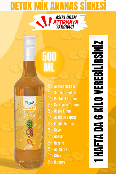 Annemeli Detox Mix Ananas Sirkesi 500 ml – 12 Bitkisel İçerikli Özel Karışım ...