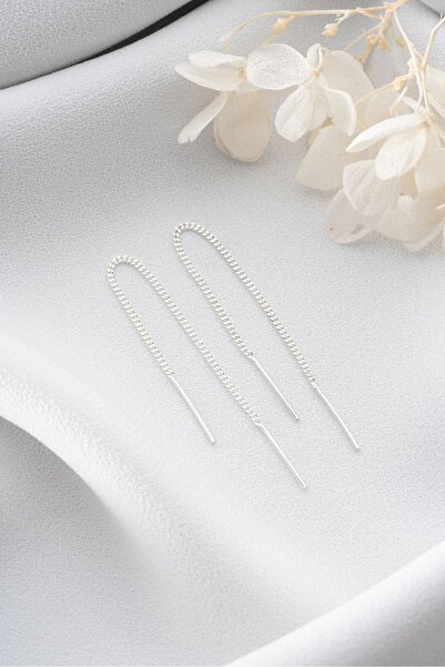 Silvano Jewelry 925 Ayar Gümüş Sallantılı Zincir Küpe