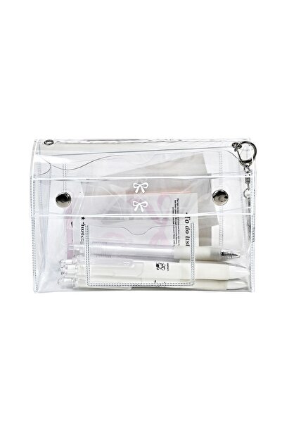 Choice pencil case PVC transparent button pencil case large capacity vertical...
