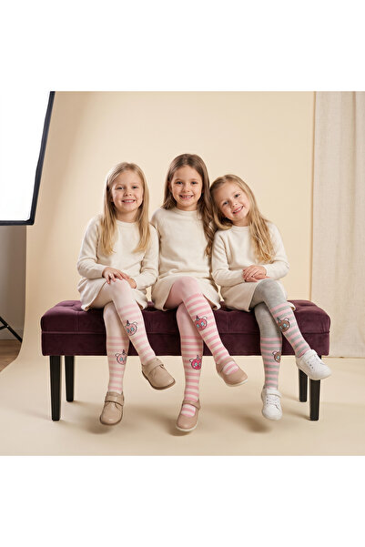 Pink Bunny gift for your baby %80 Pamuklu Kız Çocuk 2'li Paket Sevimli Figürl...
