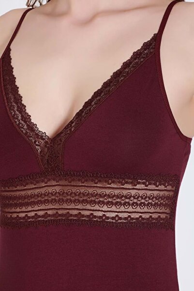 Belinay 1126 Lace-Up Strap Tank Top Burgundy m