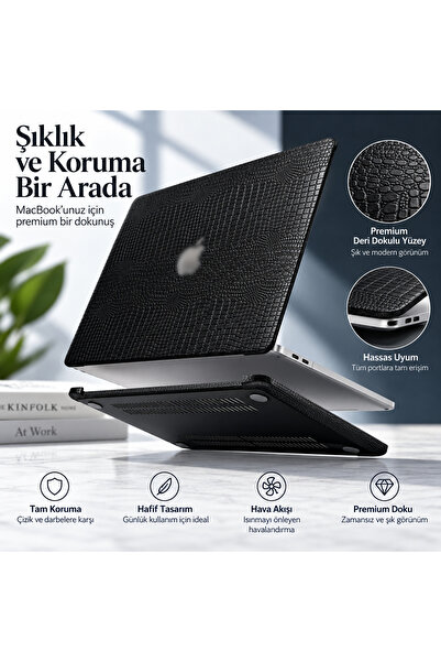 Mcstorey Macbook Pro 13 inç Kılıf M1 M2 Deri Kaplama Koruyucu 360 Koruma Sert Kapak A2338 A1708 A2289 Uyumlu