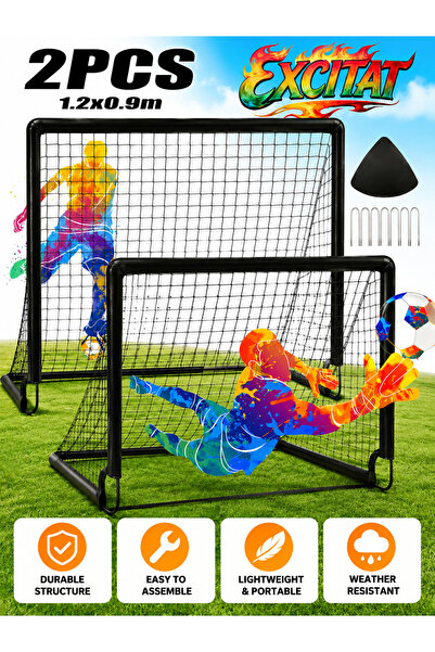 Excitat Poarta de Fotbal, Excitat®, portabilă, metal, 2 porti, fotbal, Tarusi...