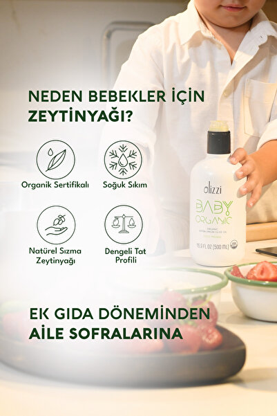 Olizzi Baby Organik Zeytinyağı 500 ML – Soğuk Sıkım Natürel Sızma