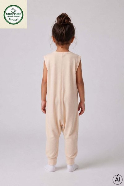 Cantoy Interlock Wide Strap Baby and Child Sleeping Bag 1.0 Tog 100% Cotton Natural