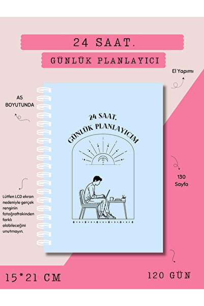 Else Craft Noktalı 24 Saat. Günlük Planlayıcı A5 - Mavi - No:3
