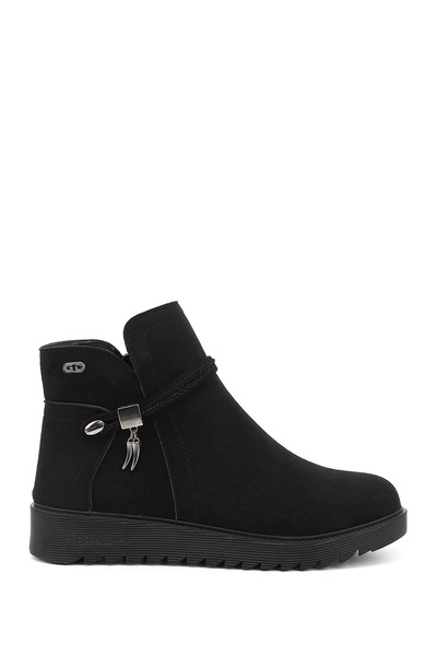 GÖNDERİ(R) Women's Black Suede Zippered Thick Soled Boots