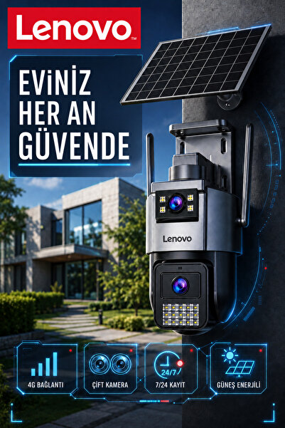 LENOVO 2 Kameralı Sim Kartlı Solar Panelli AOV Sürekli Kayıt Yapabilen Ultra ...