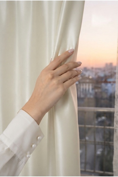 ALTINPAMUK Cream Satin Sunshade Curtain Enxboy Optional Option Compatible wit...