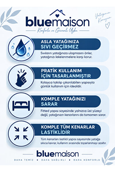 BlueMaison Daisy Full Kenar Fıtted Sıvı Geçirmez Alez Jakarlı 5 Farklı Ölçü
