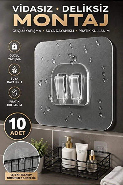 AYGÖREN HOME 10 Adet Süper Güçlü Kendinden Yapışkanlı Raf Çerçeve Tutucu Kanc...