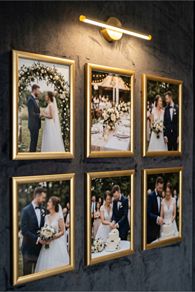 Wooden Factory 21x30 cm Set de 6 rame decorative de culoare aurie – rama foto...