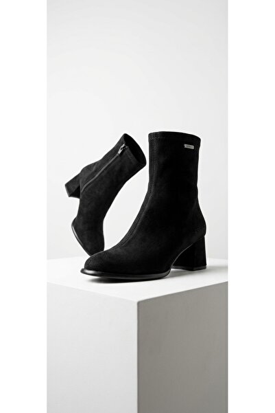ERWAD SHOES Siyah Suet Bot Yuvarlak Burun 5c Topuk Boyu Bilekte
