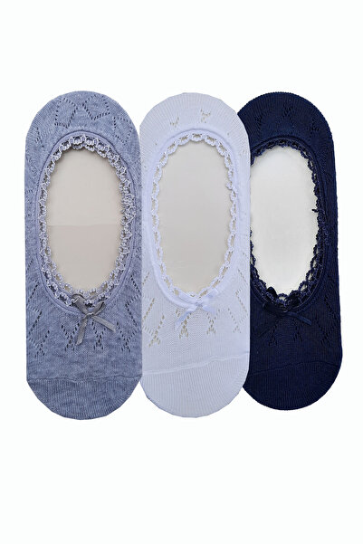 Hepsine Rakip 3 Pairs of Women's Ballerina Socks with Colorful Air-Conditione...