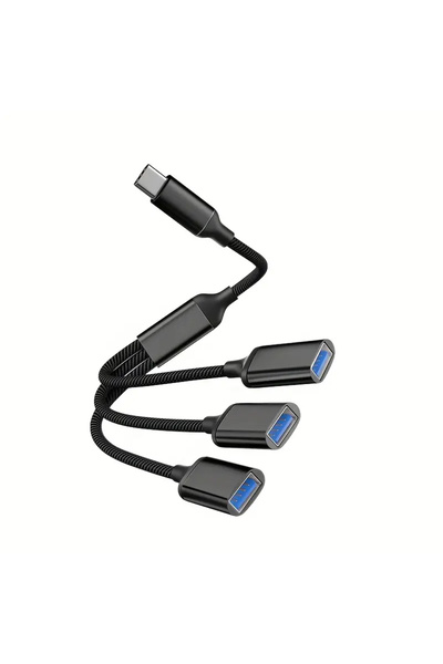 Choice3 Type-C Black USB Splitter Cable 1 in 3 Out, USB-A Expansion Hub, Mult...