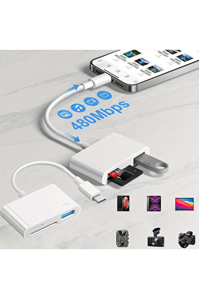 Choice WHITE USB C To SD/TF Memory Card Reader, 3-in-1 USB C Card Read Compat...