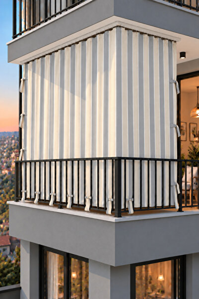 ERCANLI Balcony Curtain Canvas Fabric - Enxboy Rainproof-thick-laced-buttoned...