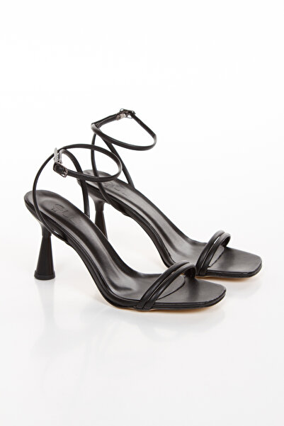 Mitto Women's Black Summer Heeled Shoes 8 cm Heel