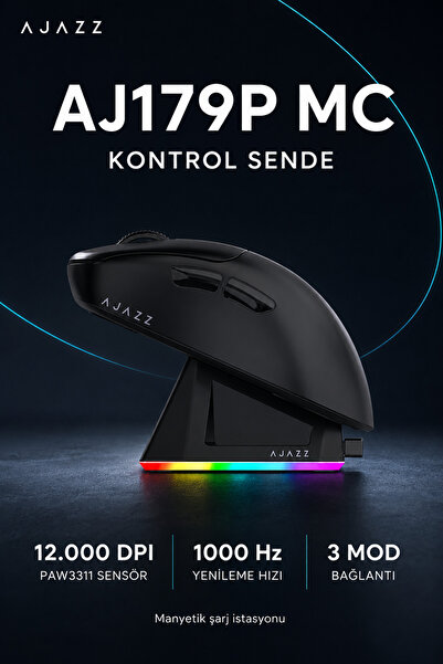Ajazz AJ179P MC 3 Modlu 1000Hz 12.000 Dpı Manyetik Şarj Istasyonlu Paw3311 Op...