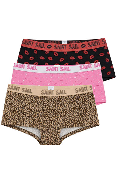 Saint Sail مجموعة من 3 سراويل داخلية نسائية مطبوعة من نسيج ليكرا القطني المرن