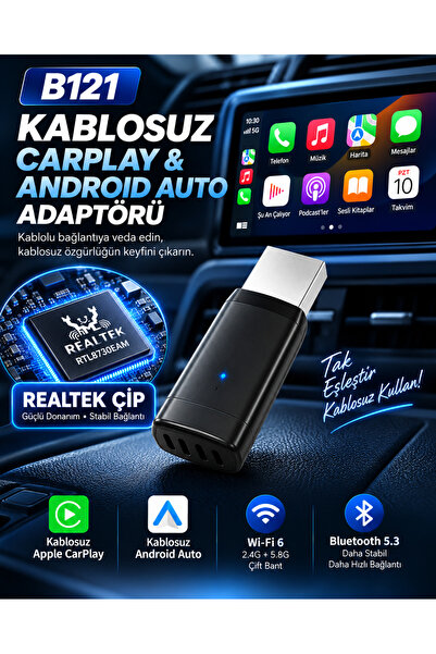 Need ND- B121 2'si 1 Arada Kablosuz CarPlay & Android Auto Dönüştürücü Adaptö...