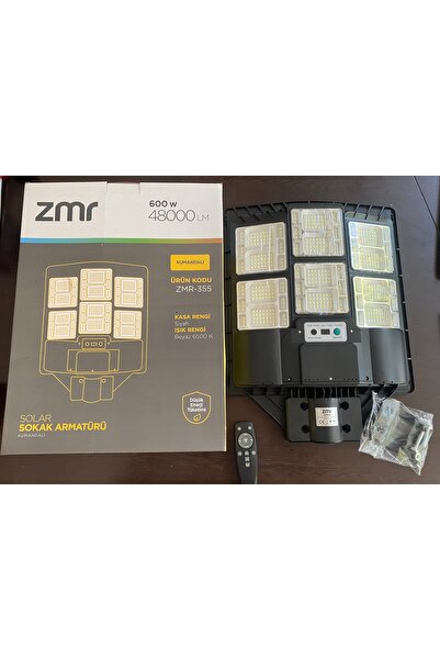 ZMR solar sokak armatürü kumandalı sensörlü 600 Watt IP65 beyaz ışık
