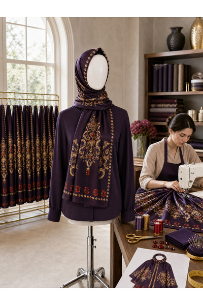 Muslima Wear Majesty Koyu Bordo Şal