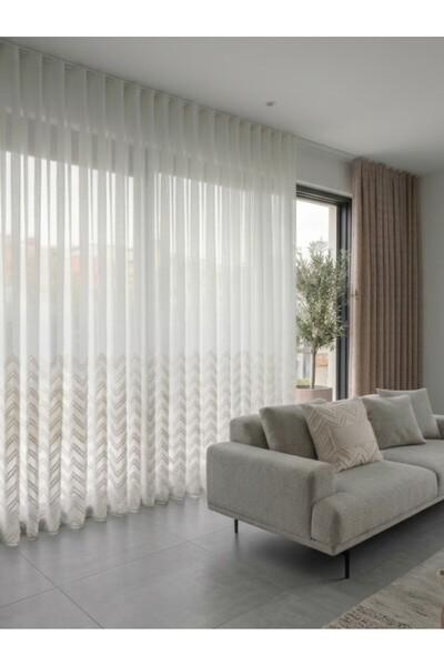 NİVEMESHOME SAREL 1-085P KETEN 1/3 PİLELİ TÜL PERDE APM