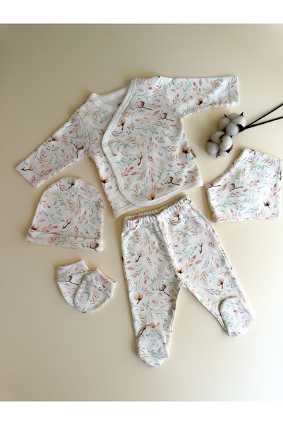 Lunar Stars : 100% Cotton Cotton Cotton Pattern 5-Piece Newborn Baby Set Hospital Release Set Unisex (0-3 Months)