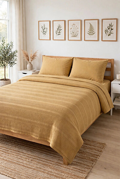 evdehome Pamuk Dual Çift Kişilik Pike Seti 200x230, Lastikli Çarşaf 160x200, ...