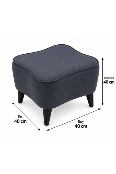 Lütfiye Gündoğan Kadife Kumaş Antrasit Renk Yükseklik 40cm En 40cm Ayak Isten...