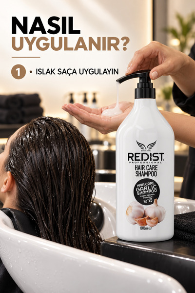 Redist Dökülen ve Geç Uzayan Saçlar Için Sarımsak Içerikli Saç Dökülmesi Karşıtı Şampuan 1000 ml