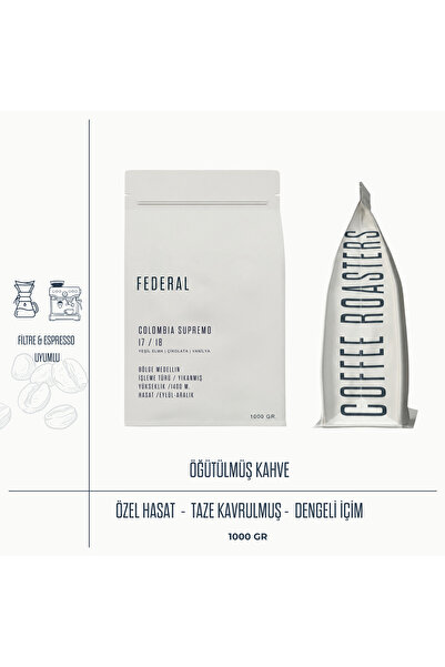 FEDERAL COFFEE COMPANY Colombia Supremo Medellin (ÖĞÜTÜLMÜŞ FİLTRE KAHVE) 1kg