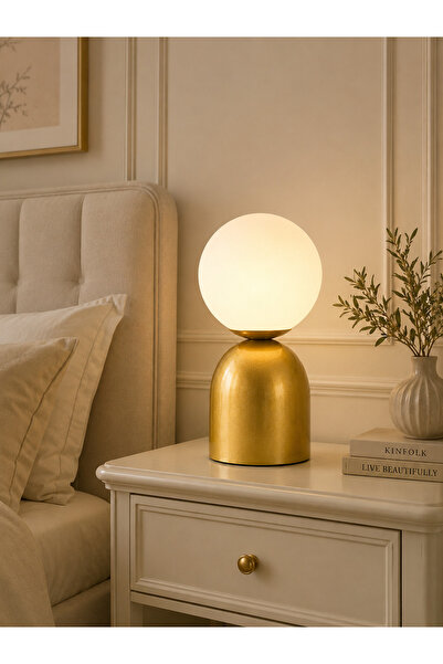 burenze Modern Tasarım Venüs Abajur Beyaz Glop Camlı Kablolu Tak Çalıştır Masa Lambası Eskitme Gold Sarı