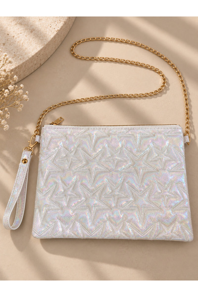 BAGS Women's Clutch Bag with Chain Strap Hand and Shoulder Bag with Star Patt...