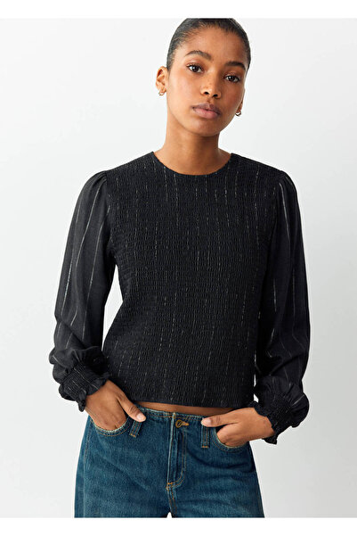 Mango Teen Smocked blouse with metallic thread