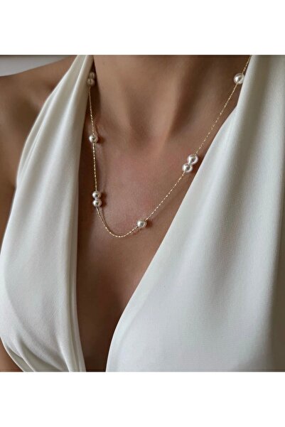 XUPING JEWELRY 14K RENGİ İNCİLİ ÇELİK KOLYE
