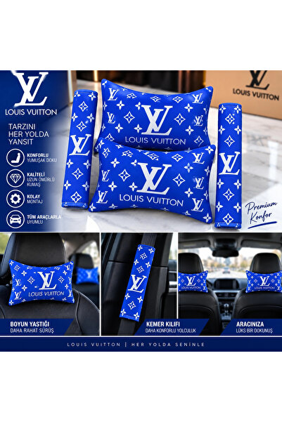 şimika tuning tuningmarketim LV Mavi İKİLİ YASTIK VE KEMER KILIFI SETİ