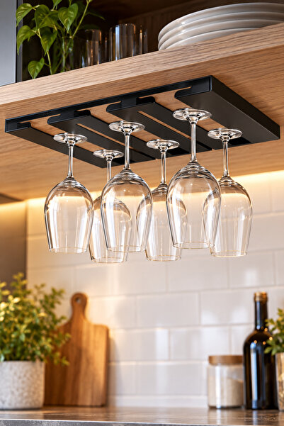 VENON Suport pentru pahare negru cu 6 locuri Suport pentru pahare din metal i...