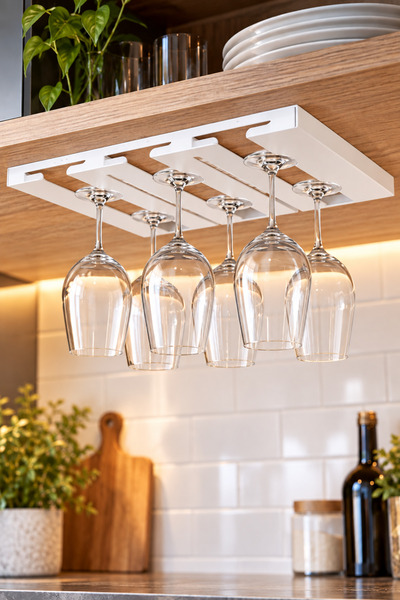 VENON Suport pentru pahare alb, cu 6 locuri, suport pentru pahare din metal i...