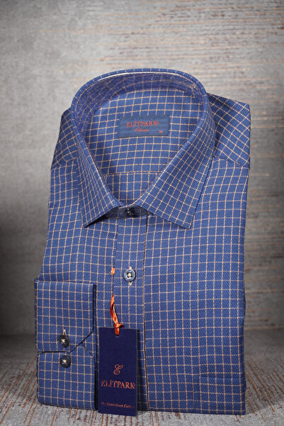 elitpark Square Pattern Checkered Long Sleeve Cotton Pocket Comfortable Fit P...