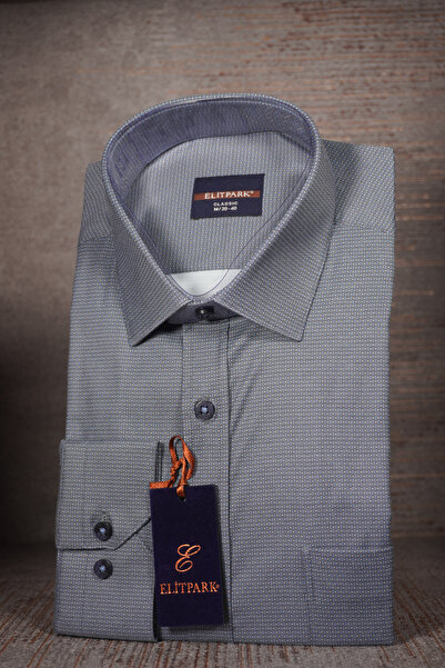 elitpark Dot Patterned Cotton Pocketed Smoked Men's Shirt